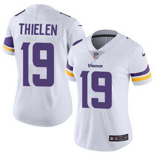 Nike Vikings #19 Adam Thielen White Women's Stitched NFL Vapor Untouchable Limited Jersey